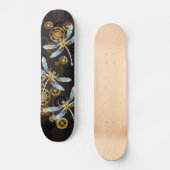 Steampunkdrachenfliegen auf braunem, gestreiften H Skateboard (Vorderseite)