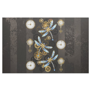 Steampunkdrachenfliegen auf braunem, gestreiften H Stoff