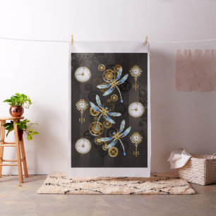 Steampunkdrachenfliegen auf braunem, gestreiften H Stoff