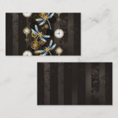 Steampunkdrachenfliegen auf braunem, gestreiften H Telefonnummerkarte (Vorne/Hinten)