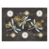 Steampunkdrachenfliegen auf braunem, gestreiften H Tischdecke (Vorderseite (Horizontal))