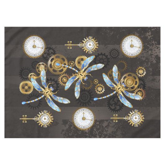 Steampunkdrachenfliegen auf braunem, gestreiften H Tischdecke (Vorderseite (Horizontal))