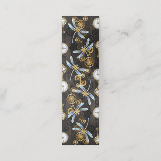 Steampunkdrachenfliegen auf braunem, gestreiften H Treuekarte (Außenseite Aufgefaltet)