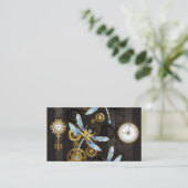 Steampunkdrachenfliegen auf braunem, gestreiften H Treuekarte (Stehend Vorderseite)