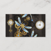 Steampunkdrachenfliegen auf braunem, gestreiften H Treuekarte (Vorderseite)