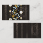 Steampunkdrachenfliegen auf braunem, gestreiften H Visitenkarte (Vorne/Hinten)