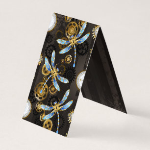 Steampunkdrachenfliegen auf braunem, gestreiften H Visitenkarten