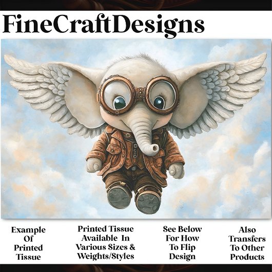 Steampunkelefonie mit Ohrflügel AV6 Decoupage Seidenpapier