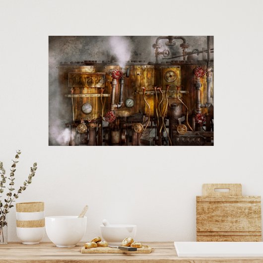 Steampunken - Rohrleitungs- und Vertilgungsgeräte Poster (Küche)