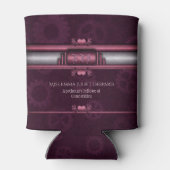 Steampunken, rosa Herz mit Monogramm-Typenschild Dosenkühler (Rückseite)