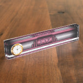 Steampunken, rosa Herz mit Monogramm-Typenschild Namensplakette (Seite)