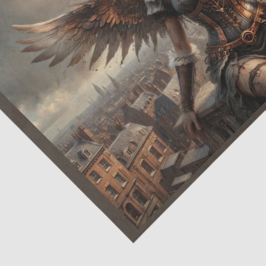 Steampunkengel in Viktorianischer Landschaft Seidenpapier (Ausschnitt)