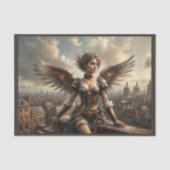 Steampunkengel in Viktorianischer Landschaft Seidenpapier (Vorderseite)