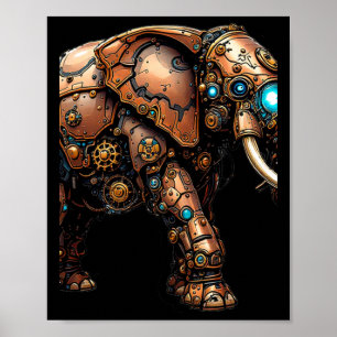 Steampunkenlephant der Mechanische Circus Sticker Poster