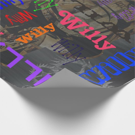 Steampunkenname Collage 🎁 Phantastischen Word Clo Geschenkpapier (Ecke)