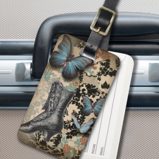 Steampunker Blumenschmetterling Vintager Viktorian Gepäckanhänger