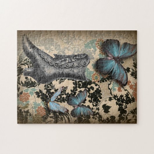 Steampunker Blumenschmetterling Vintager Viktorian Puzzle (Horizontal)