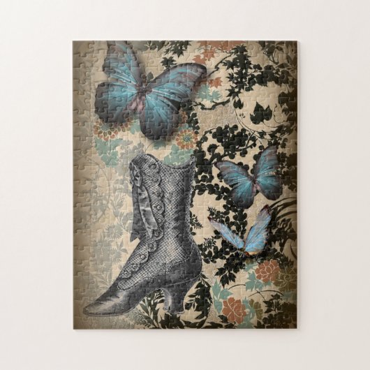 Steampunker Blumenschmetterling Vintager Viktorian Puzzle (Vertikal)