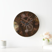 Steampunker Gears, Globe, Kompass Artwork Große Wanduhr (Zuhause)