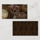 Steampunker Gears, Globe, Kompass Artwork Visitenkarte (Vorne/Hinten)