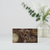 Steampunker Gears, Globe, Kompass Artwork Visitenkarte (Stehend Vorderseite)