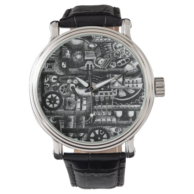 Steampunker-gezeichnet Cartoon Armbanduhr (Vorderseite)