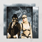 Steampunker Hochzeitseinladung Einladung (Vorne/Hinten)