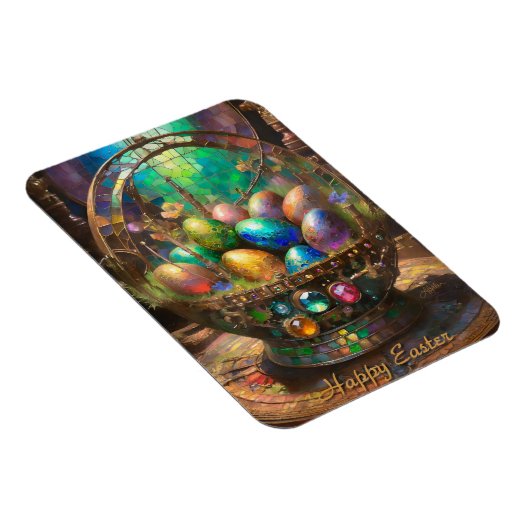 Steampunker Osterfarbene Eier im Korb Magnet (Rechte Seite)