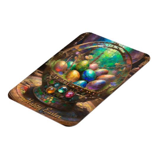 Steampunker Osterfarbene Eier im Korb Magnet (Linke Seite)