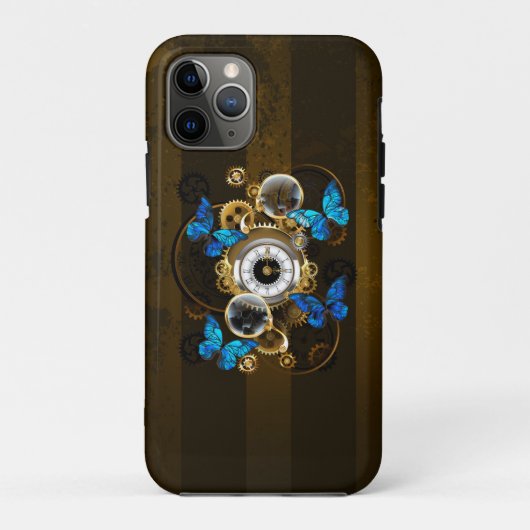 Steampunker und Blauer Schmetterling Case-Mate iPhone Hülle (Rückseite)
