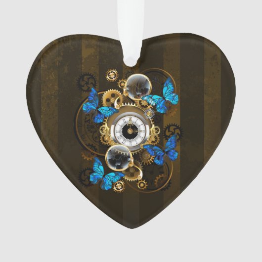 Steampunker und Blauer Schmetterling Ornament (Vorderseite)