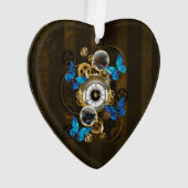 Steampunker und Blauer Schmetterling Ornament (Vorderseite)