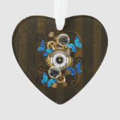 Steampunker und Blauer Schmetterling Ornament (Rückseite)