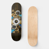 Steampunker und Blauer Schmetterling Skateboard (Vorderseite)