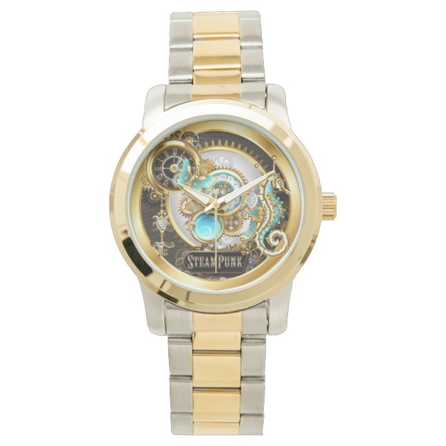 Steampunker und Seepferd Armbanduhr (Vorderseite)