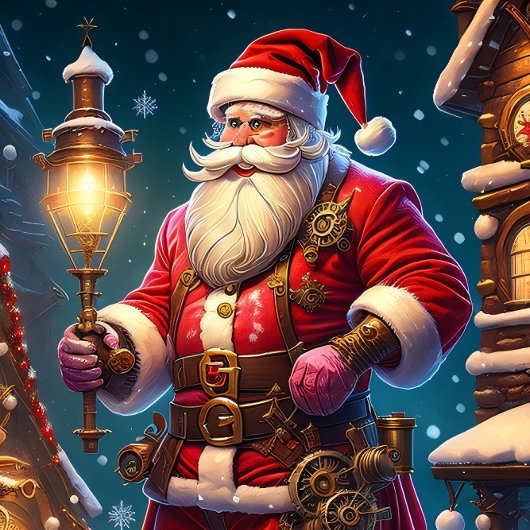 Steampunker Weihnachten. Santa mit Metallgetrieben Seidenpapier