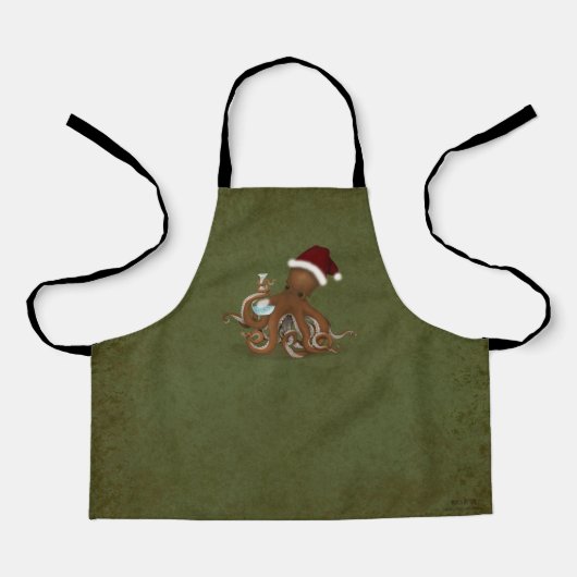 Steampunker Weihnachtsoktopus mit Chemiefaser Schürze (Vorderseite)