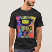 Steampunkfarbener, bezaubernder niedlicher Roboter T-Shirt (Vorderseite)