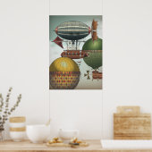 Steampunkflugzeuge für den Crowded Skies Travel Tr Poster (Küche)