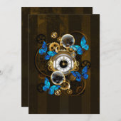 Steampunkgeere und blaue Schmetterlinge Ankündigung (Vorne/Hinten)