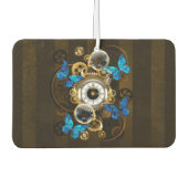 Steampunkgeere und blaue Schmetterlinge Autolufterfrischer (Vorderseite)