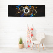 Steampunkgeere und blaue Schmetterlinge Banner (Insitu)