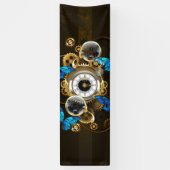 Steampunkgeere und blaue Schmetterlinge Banner (Vertikal)