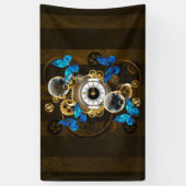 Steampunkgeere und blaue Schmetterlinge Banner (Vertikal)