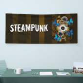 Steampunkgeere und blaue Schmetterlinge Banner (Messe)