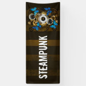Steampunkgeere und blaue Schmetterlinge Banner (Vertikal)