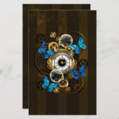 Steampunkgeere und blaue Schmetterlinge Briefpapier (Vorne/Hinten)