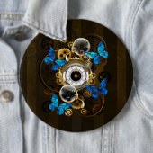 Steampunkgeere und blaue Schmetterlinge Button (Beispiel)