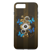 Steampunkgeere und blaue Schmetterlinge Case-Mate iPhone Hülle (Rückseite)