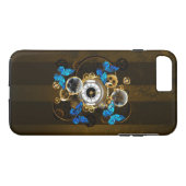 Steampunkgeere und blaue Schmetterlinge Case-Mate iPhone Hülle (Rückseite (Horizontal))